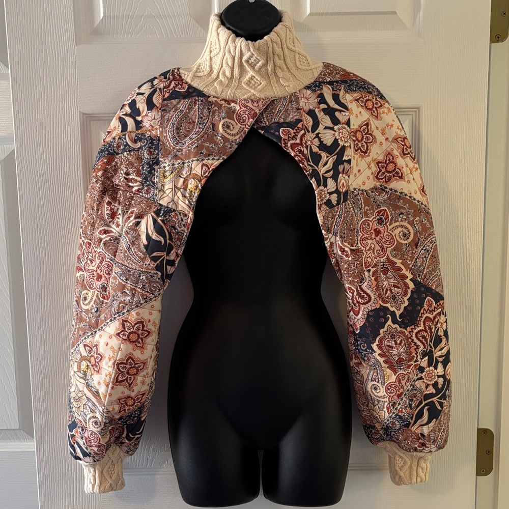 NWOT Mixed Media Quilted Shrug!